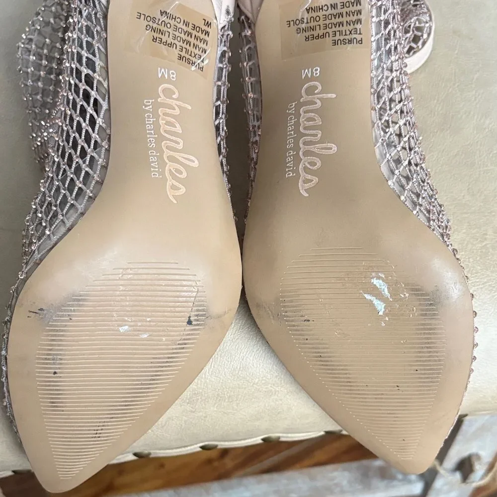 Charles David Mesh Heels - Pink and Silver